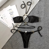 Sexy Micro Halter Bikini - Solid Swimsuit for Women's Stylish Bathing Suits